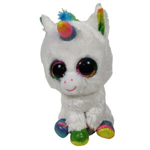 Ty Beanie Boos TySilk Pixy Unicorn Plush White Stuffed Animal Toy Glitter Eyes